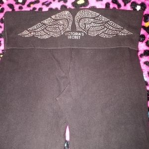 Victoria's Secret angel wings yoga pants size Xs, black rhinestone bling pretty!